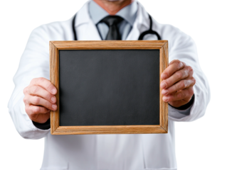 Doctor holding a blank slate