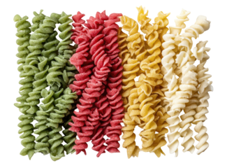 Colorful pasta in vertical stripes