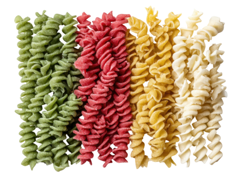 Colorful pasta in vertical stripes