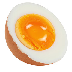 Half boiled egg isolated on transparent background