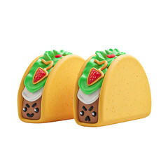 Two cartoon tacos with faces