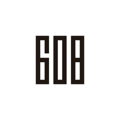 Number 6, 0 and 8 square, rectangles geometric symbol simple logo vector