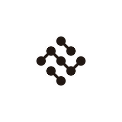 Letter N, number 2 molecules geometric symbol simple logo vector