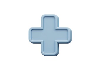 Fototapeta premium Blue Plus Sign Isolated on White Background Symbolizing Healthcare Medicine and Positive Concepts with Subtle Shadow