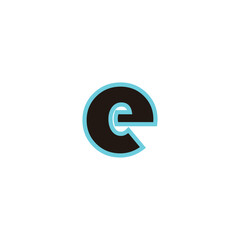 Letter e neon, blue geometric symbol simple logo vector
