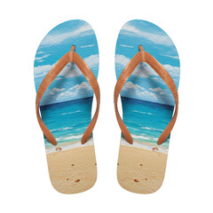 Beach scene flip flops isolated on transparent background