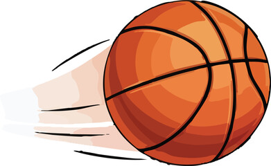 Fototapeta premium Basketball flying through the air with motion blur, suggesting speed and action in a dynamic sports scene.