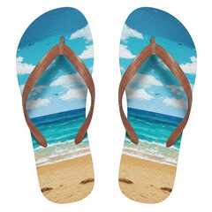 Beach scene flip flops isolated on transparent background