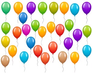 Colorful balloons in various shades