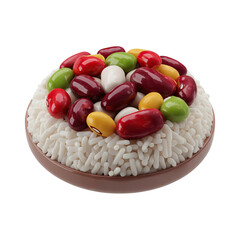 Colorful Candy Beans on Rice with Sweet Treat Studio Shot.