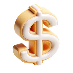 3D rendered dollar sign, light orange and white
