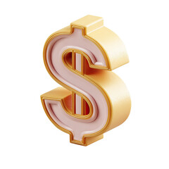 3D rendered gold dollar sign with pink accents