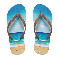 Pair of beach flip flops isolated on transparent background
