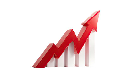 3D graphic of a rising red arrow chart