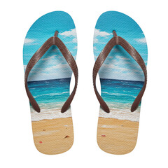 Beach scene flip flops isolated on transparent background