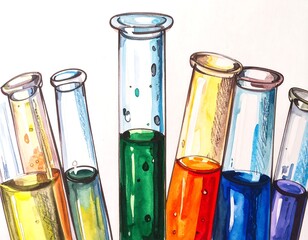 Colorful test tubes filled with vibrant liquids