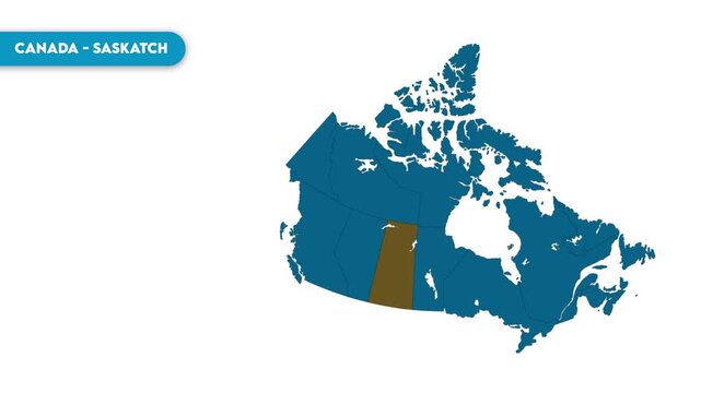 Saskatch Map Video, Canada map, Political Map of Canada, national flag and borders, perfect for presentations, travel, education, geography, and global studies.