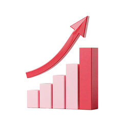 Red bar graph with upward trend