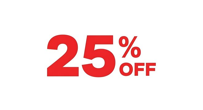 Twenty five percent off red text promotion banner for sales - Powered by Adobe