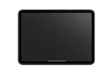 A black tablet computer with a blank screen
