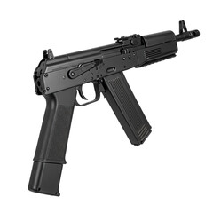 Black pp 19 bizon submachine gun isolated on transparent background