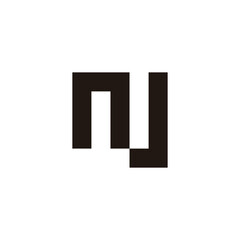 Letter n and J square geometric symbol simple logo vector