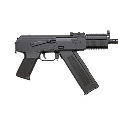 Black submachine gun isolated on transparent background