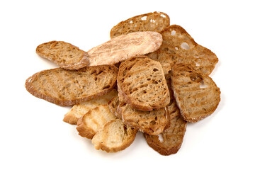 Toasted Bread Slices Stacked, isolated on white background
