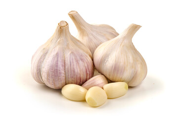 Garlic Bulbs, Allium sativum, isolated on white background
