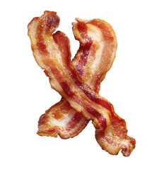 Two pieces of cooked bacon crossed