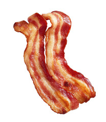 Two strips of cooked bacon