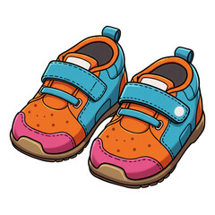 Cute cartoon baby shoes illustration isolated on transparent background