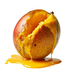 Png of juicy ripe mango with pulp isolated on transparent background, a sweet and tropical fruit delight