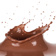 Chocolate milk splash crown isolated on transparent background