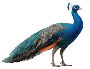 Side view of a vibrant peacock