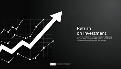 business growth arrow raise up concept to success. Finance vision stretching rising up. banner flat style vector illustration. Return on investment ROI. currency chart increase. stock and investment