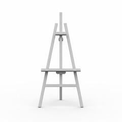 Empty wooden artist easel on a clean white background, ready for creative work.