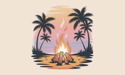 Tropical Beach Bonfire - A Warm Evening Getaway.