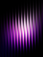Abstract purple white tone gradient refracted Strips glass effect on black background. Futuristic glossy ribbed texture for cyber tech background, header, cover, poster, backdrop, wallpaper. 