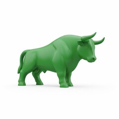 Obraz premium Green Bull Statue on White Background.