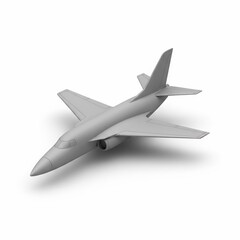 Grey Jet Aircraft Model on White Background.