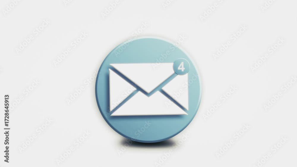 Wall mural a looping 3d icon of a mail envelope with an animated red notification badge. this motion graphic re
