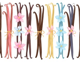 Colorful vanilla bean display