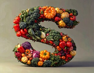 Colorful vegetable letter S