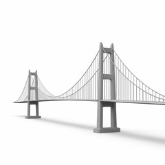 Obraz premium Minimalist 3D Render of a Suspension Bridge on White Background.