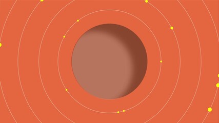 Vibrant orange abstract background with concentric circles and yellow dots suggesting dynamic movement and energy for modern design projects - Powered by Adobe