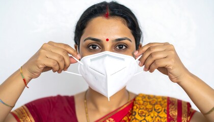 Woman wearing a protective mask