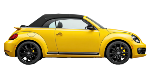 Side view of a bright yellow convertible car (2)