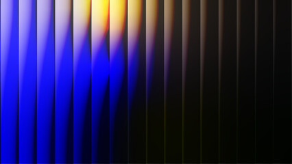 Abstract vibrant blue yellow color glossy strips glass gradient texture on black background for modern futuristic technology backgrounds, banners, headers, covers, presentations. Vector illustration.