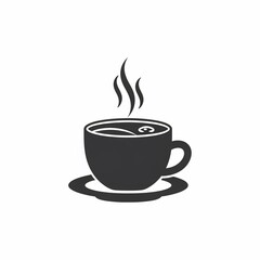 Obraz premium Steaming Hot Coffee Cup Icon on White Background.